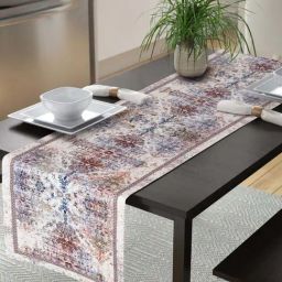HOSTA HOMES Multicolor Polyester 6-Seater Digitally Printed Dining Table Runner-20