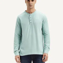 Levi's Light Blue Cotton Slim Fit Texture Henley T-Shirt-picture-25