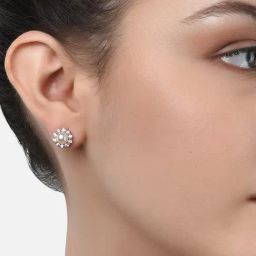 Zaveri Pearls Set of 2 Gold Tone Contemporary Cubic Zirconia Brass Stud Earrings - ZPFK11164-47