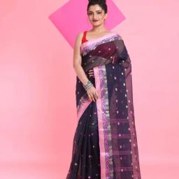 Arhi Navy & Pink Cotton Woven Saree-picture-19