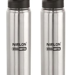 Nirlon Josh Silver Stainless Steel Single Wall Fridge Water Bottle (1000ml) - Set of 2-16