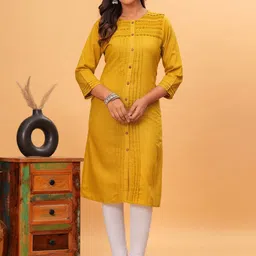 SARAI CREATIONS Checked Thread Work Straight Kurta-22
