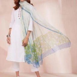 Fabindia White Floral Print Dupatta-picture-9