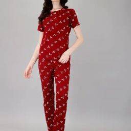 Smarty Pants Maroon Floral Print T-Shirt With Pyjamas-picture-20