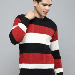 Cloak & Decker by Monte Carlo Multicolored Regular Fit Striped Pullover-image-11
