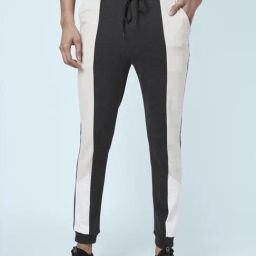 Ajile by Pantaloons Anthra Melange Slim Fit Colour Block Joggers-picture-13