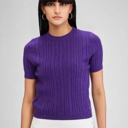 Spykar Purple Self Design Sweater-image-63