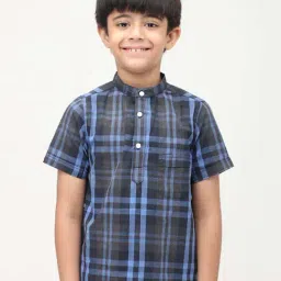 Biglilpeople Boys Black & Blue Cotton Checks Shirts-picture-6