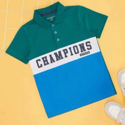 Pantaloons Junior Boys Diva Blue Cotton Color Block T-Shirts-picture-39