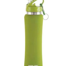 Nirlon Flip Bot Green Stainless Steel Sipper Rubber Finish Water Bottle With Straw Lid (750ml)-34