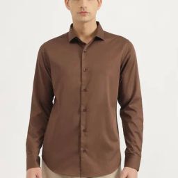 United Colors Of Benetton Brown Pure Cotton Slim Fit Shirt-image-58