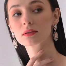 Sohi Gold Plated Designer Stone Drop Earrings image 2