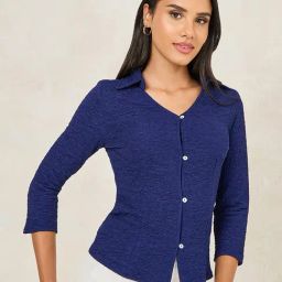 Styli Navy Textured Top-image-64