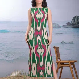 Purvaja Green Cotton Regular Fit Printed Dress-picture-27