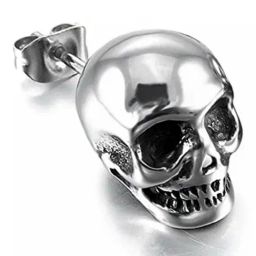 Peora Stainless Steel Silver Tone Skull Stud Earrings-image-17