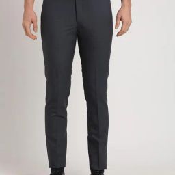 Turtle Grey Ultra Slim Fit Chequered Trousers-image-69
