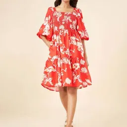 Akkriti by Pantaloons Red Printed A-Line Dress-image-62