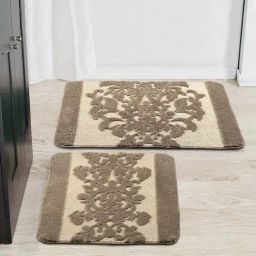 Saral Home KSCHINO Geometric Beige Microfibre Bath Mat (Set of 2)-31
