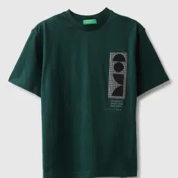 United Colors of Benetton Boys Green Pure Cotton Applique Tshirt-picture-7