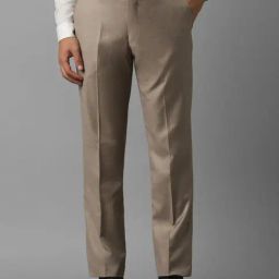Louis Philippe Brown Slim Fit Texture Trousers-picture-1