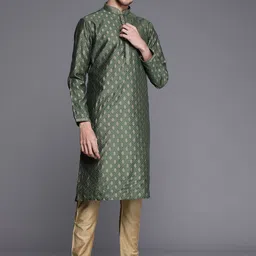 Manyavar Men Ethnic Motifs Thread Work Kurta with Churidar-image-93
