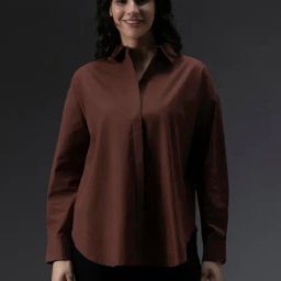 High Star Brown Cotton Relaxed Fit Shirt-image-78