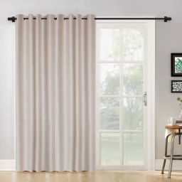 Hosta Homes Cream Polyester 7 ft Blackout Door Curtain - Set of 2-47