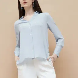 Code By Lifestyle Light Blue Regular Fit Shirt-image-6