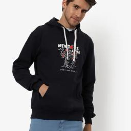 Campus Sutra Navy Cotton Regular Fit Printed Hooded Sweatshirt-picture-18