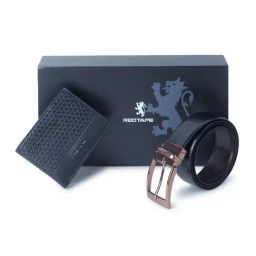 Red Tape Black Leather Belt & Wallet Gift set-image-85