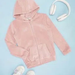 Pantaloons Junior Girls Mauve Mist Solid Full Sleeves Sweatshirts & Hoodies-image-5