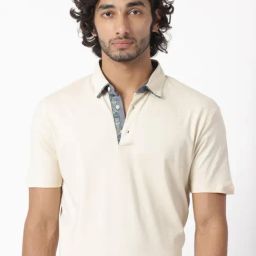 Rare Rabbit Beige Regular Fit Solid Polo T-Shirt-image-103