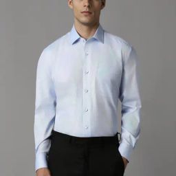 Louis Philippe Blue Cotton Regular Fit Texture Shirt-picture-37