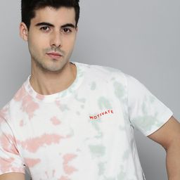 Kook N Keech Men White & Green Tie and Dye Relaxed T-shirt-image-32