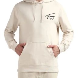 Tommy Hilfiger Beige Logo Regular Fit Hoodie-image-98
