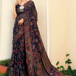 Anouk Floral Embroidered Poly Georgette Saree-picture-4