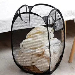 Kuber Industries 1 Pcs Black Mesh Laundry Basket 20 L-43