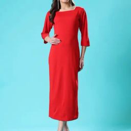 PURVAJA Red Solid Dress-image-56