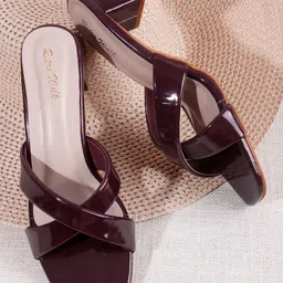 Retro Walk Open Back Open Toe Block Pumps Heels-picture-1