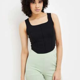 Ginger by Lifestyle Black Regular Fit Crop Top-picture-11