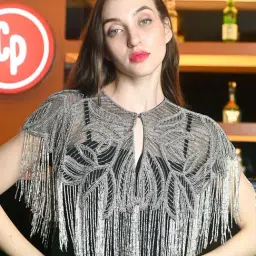Odette Black & Silver Embellished Fancy Cape-image-68