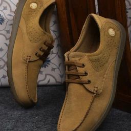 Woodland Men's Camel Derby Shoes-image-65