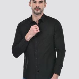 Numero Uno Black Cotton Slim Fit Shirt-image-40