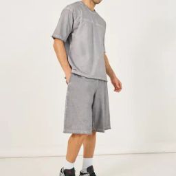 Styli Grey Pure Cotton Boxy Fit Solid Co-Ord Set-image-57