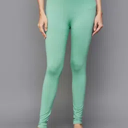Melange by Lifestyle Sage Green Cotton Leggings-image-93