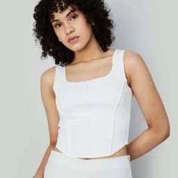 Ginger by Lifestyle Off-White Regular Fit Crop Top-image-49