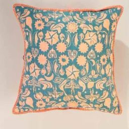 Freedom Tree Blue Coral Thick Cotton Slub Cushion Cover - 16 x 16 Inches-94