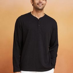 Fabindia Men Henley Neck Pockets T-shirt-image-0
