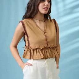 Globus Beige Cotton Regular Fit Top-image-58