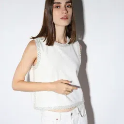 Only White Embellished Crop Top-picture-4